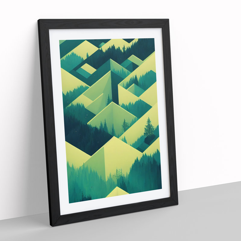 Forest Adventure Abstract - Single Picture Frame Painting, Black, 64cm H x 46cm W x 2cm D