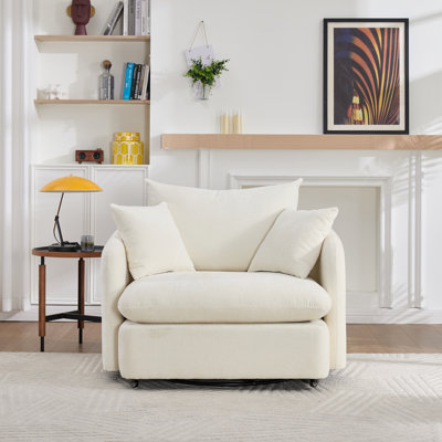 Fauteuil pivotant moderne surdimensionné simple de 46,1 po avec 3 coussins