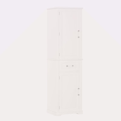 Tall Bathroom Storage Cabinet, Freestanding Storage Cabinet With Four Different Size Doors And Adjustable Shelf, Door Shelve Design, MDF Board With Painted Finish