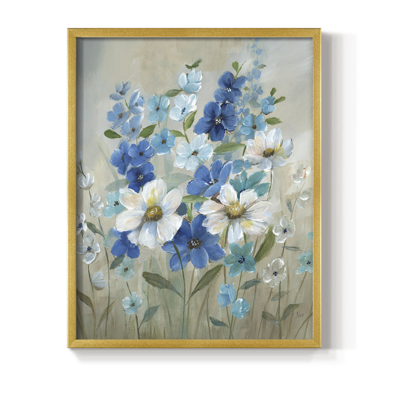 «Blue Garden II», reproduction encadrée - bois massif, Or, H 20 po x l 16 po