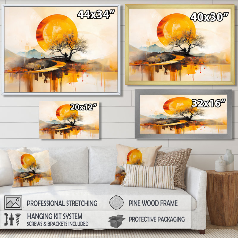 Impression sur toile, "Mystic Path Of Japanese Landscape III", H 30 po x l 40 po, Brun
