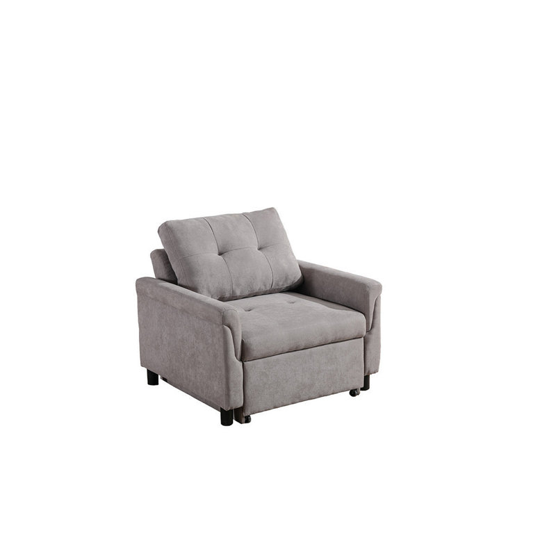 Francesca 35"W Gray Woven Convertible Armchair, Gray