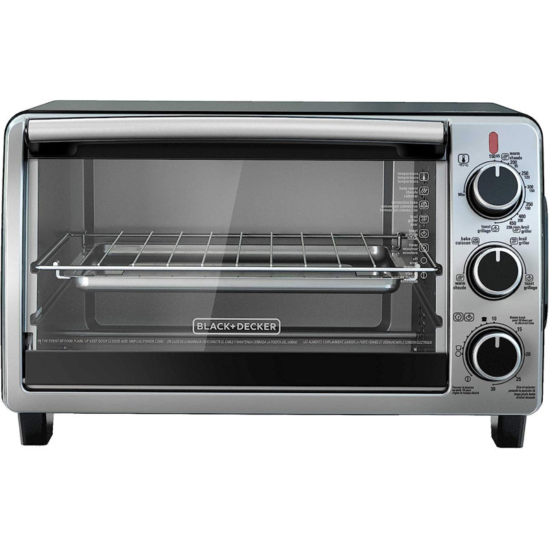 Four grille-pain à convection à 6 tranches en acier inoxydable / noir Black + Decker