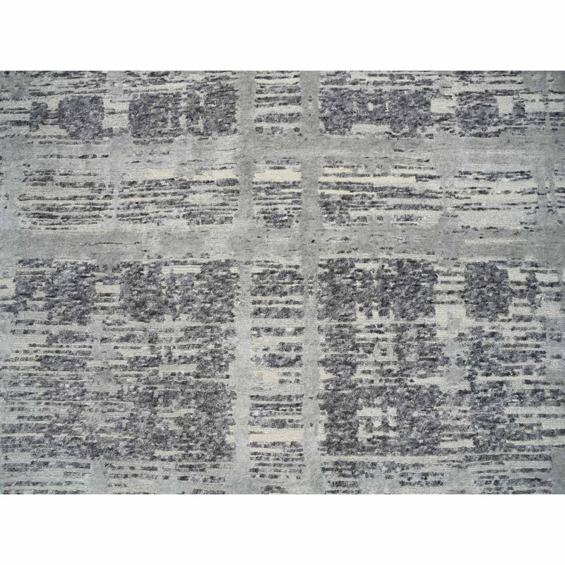 Tapis oriental surdimensionné de 12 po x 18 po x 3 po gris clair noué à la main de conception moderne Sh64714