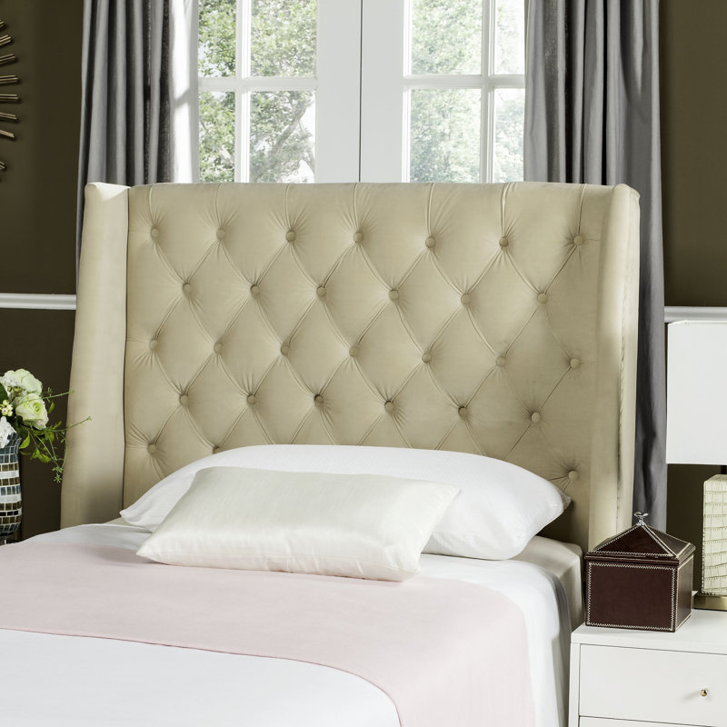 Bertlinde Upholstered Headboard, Twin, Velvet Buckwheat