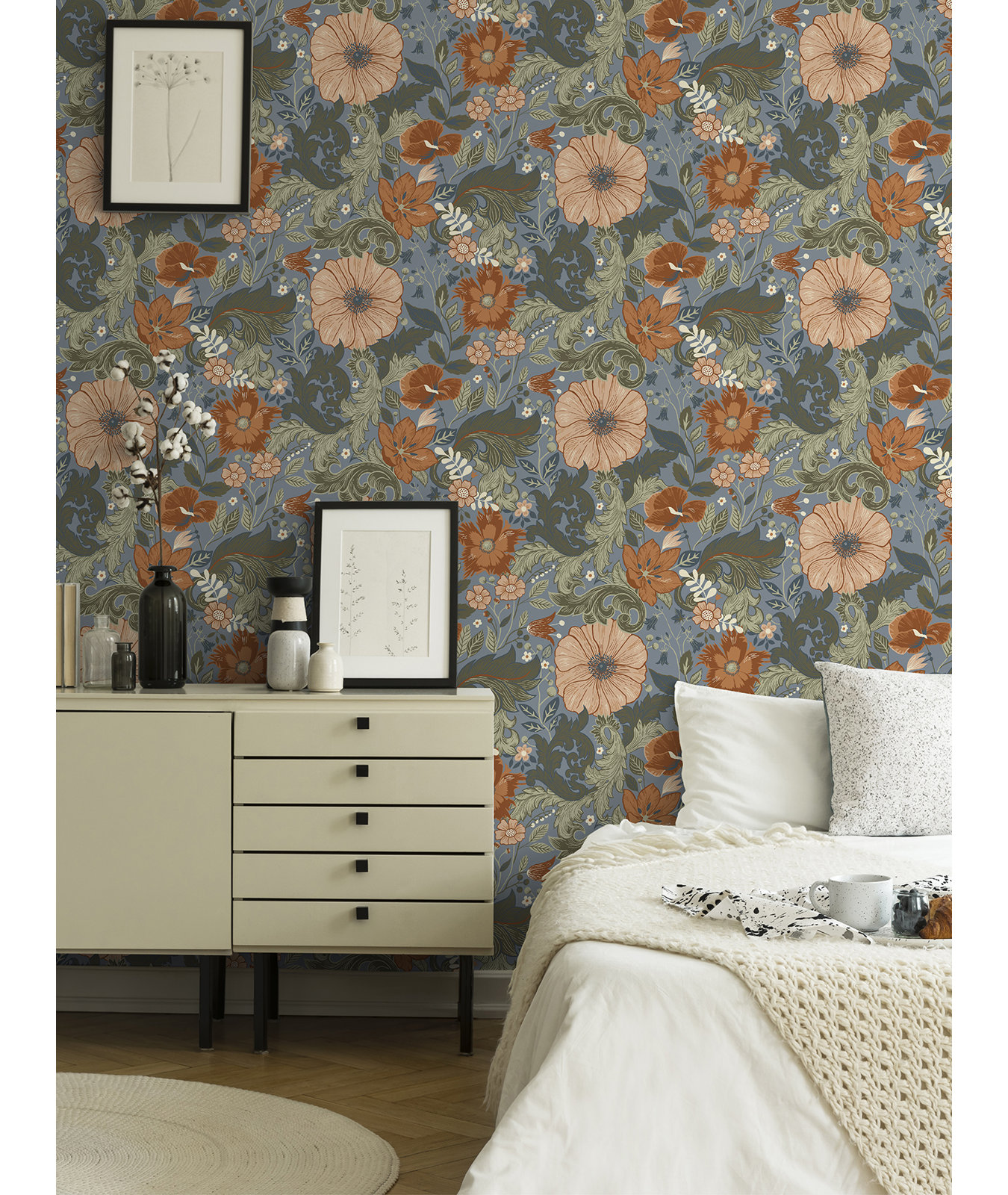 Adamo Floral Wallpaper, Blue