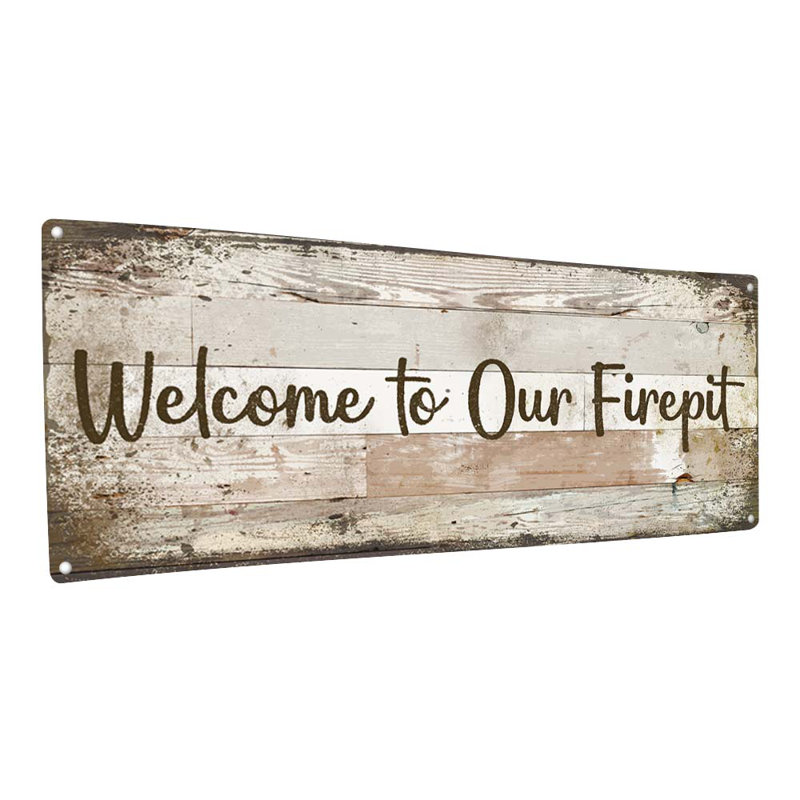 Wyvetta - Bienvenue sur notre plaque de foyer en métal, H 11,50 po x l 31 po x P 0,04 po