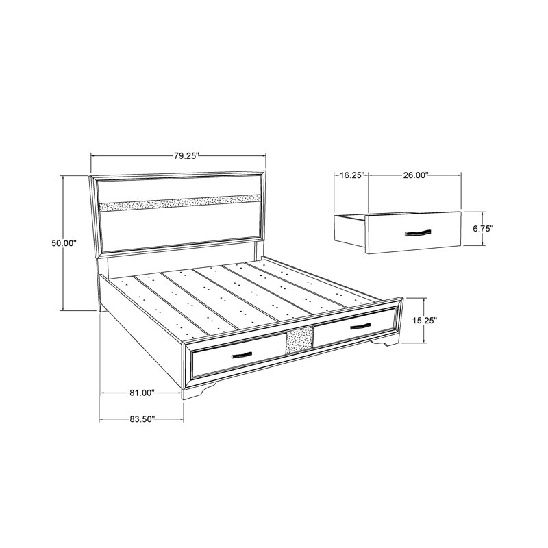 Ensemble de chambre à coucher Ryder Natural de 5 pièces pour lit king, Très grand lit
