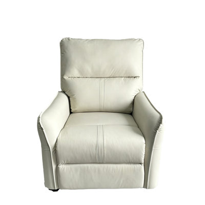 Swivel Rocker Recliner Leather Chair Beige