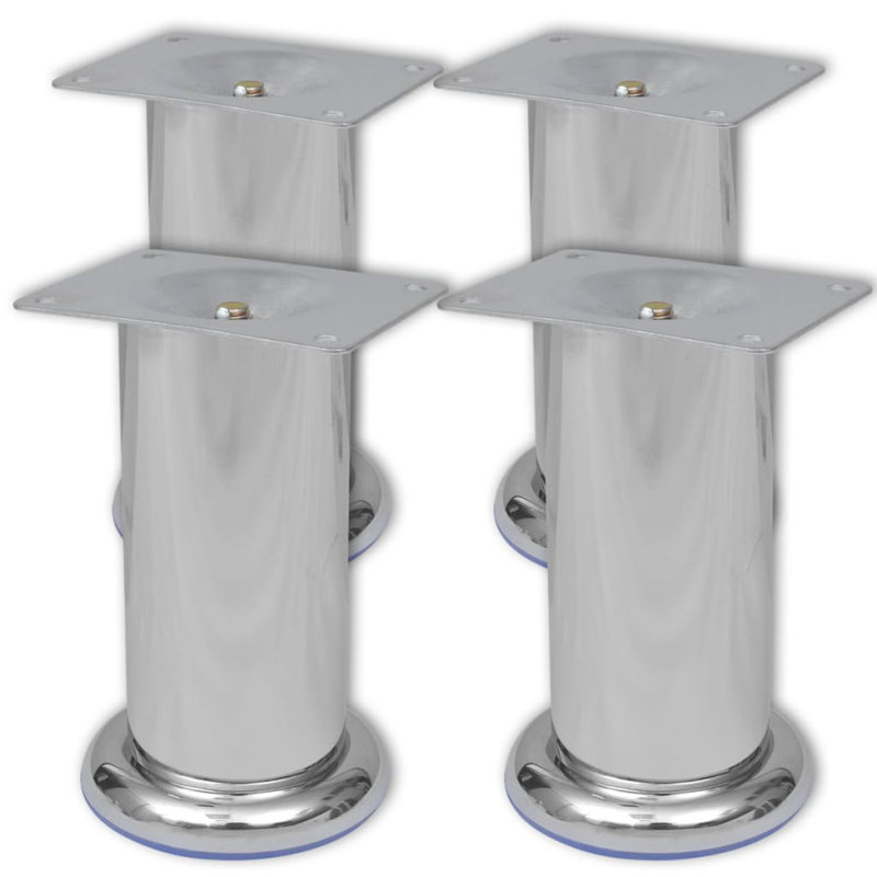 Vidaxl 4 Round Sofa Legs Chrome 2.4"