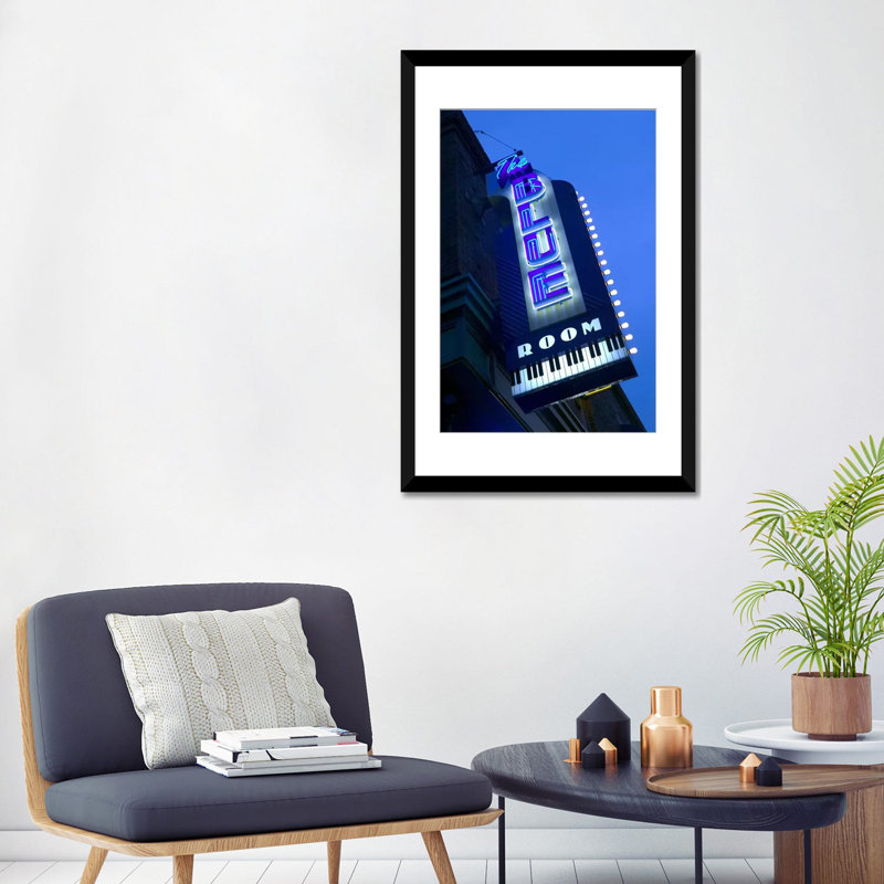«The Room Jazz Club», Reproduction de photo sur toile, H 24 po x l 16 po x P 1 po, Papier d'art encadré noir, Blanc