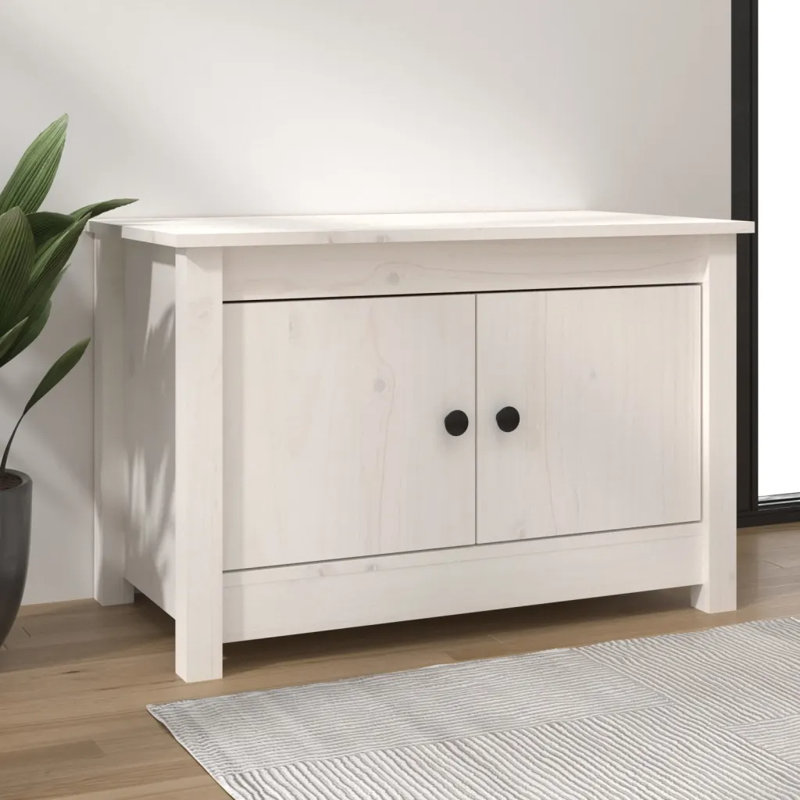 4 Pair Solid Wood Shoe Storage Cabinet, White