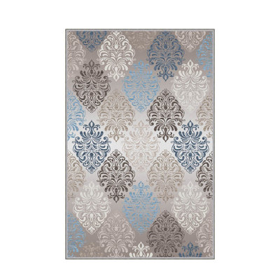 Stylish Woven Carpet, 4 x 6 Feet, 100% Polyester | Antibacterial, 3D Digital Printing, Non-Slip PVC Felt Dot Underside | Machine Washable, 0.4 in Pile Height, Perfect for Living Room & Bedroom Decor