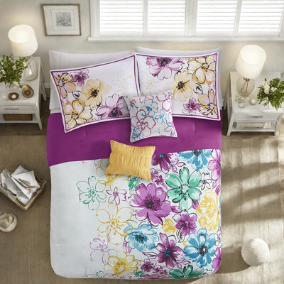 Ensemble de literie à motif floral hypoallergénique, peau de polyester pêche, décor de chambre à coucher moderne