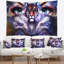 Tiger eagles et woman eyes collage tapisserie Animal-28484440
