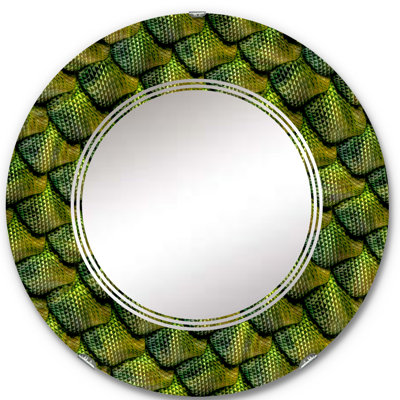 Pogar 3D Green Snake Skin Pattern - Animals Wall Mirror