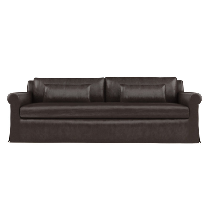 Canapé Ludlow, Cuir rétro chocolat, H 34 po x l 120 po x P 42 po, Naturel