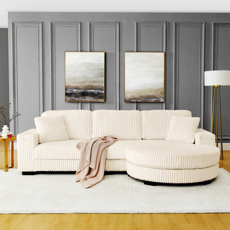 Canapé modulaire rembourré, canapé modulaire en L, Beige
