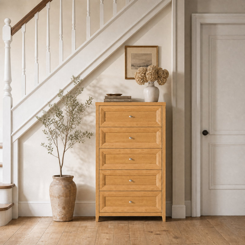 76.2cm W 5 - Drawer Chest of Drawers, Honey Oak