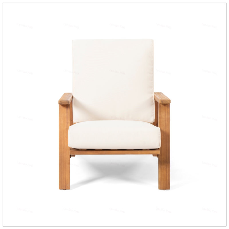 Modern Acacia Wood Adirondack Club Chair, Weather-Resistant And Stylish For Outdoor Comfort And Durability, Beige