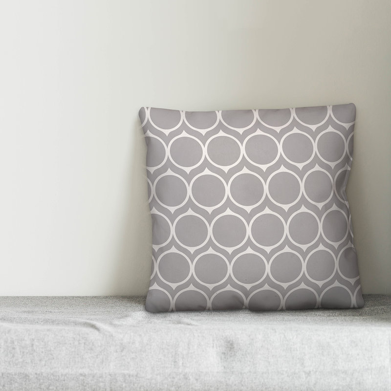  Coussin Mid Mid Circles, 20 po x 20 po, Gris, Polyester / bourre en polyester