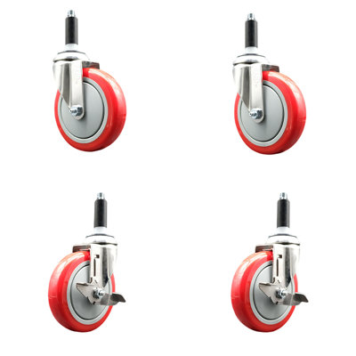 316SS Poly Swivel Expanding Stem Caster Set 2 Brake SCC