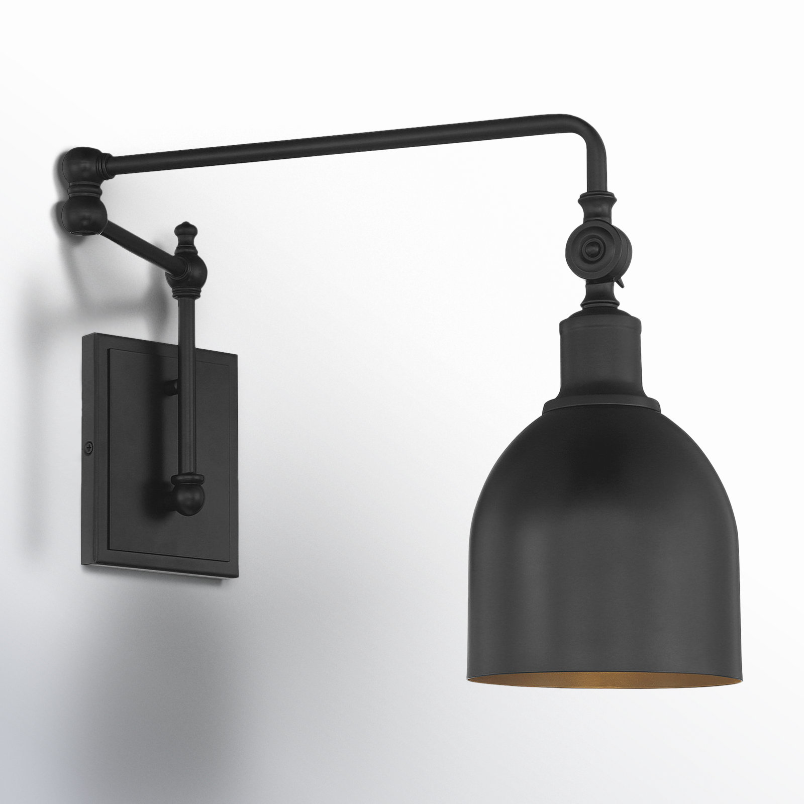 Seraphine Single Light Dimmable Swing Arm Sconce, Matte Black