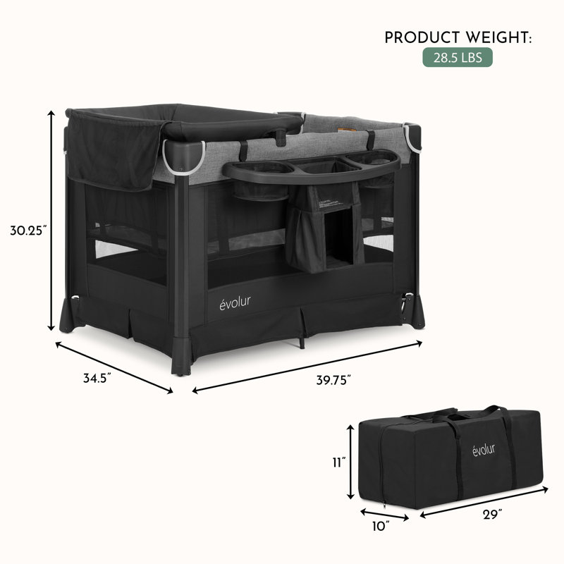 Evolur Cozy Cove Deluxe Playard, Black