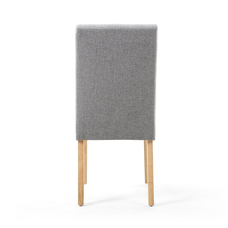 Richland 49 cm H Tufted Upholstered Dining Chair, Silver Grey Linen Effect, Natural