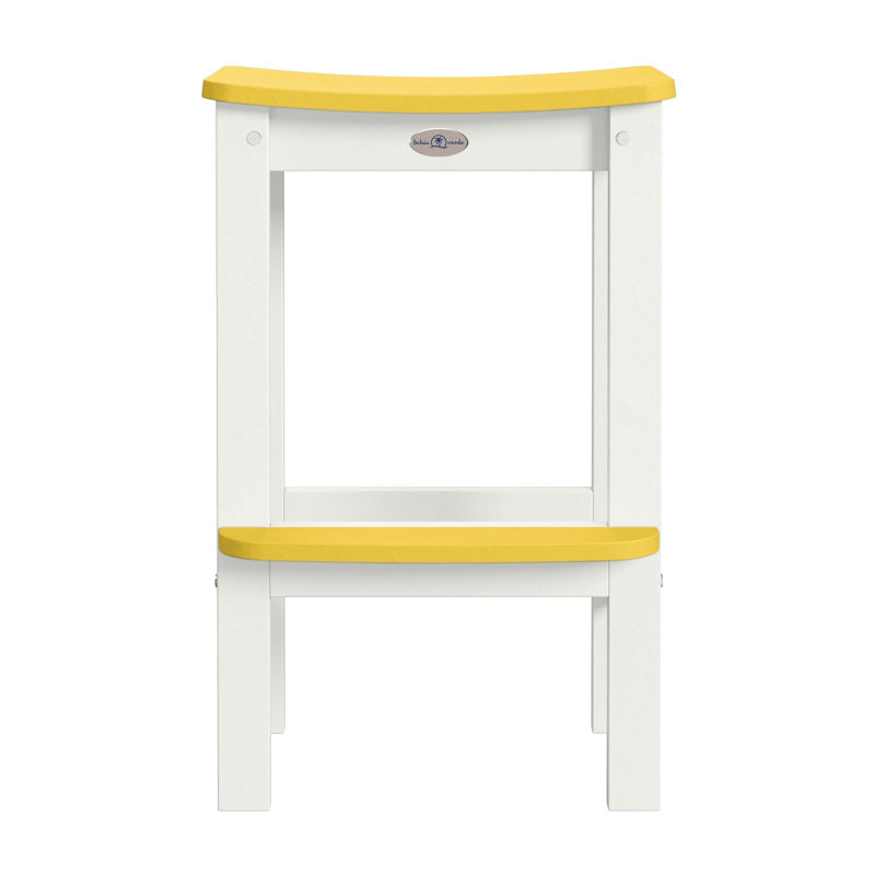 Tabouret de bar sans dossier Shoreline, Blanc / jaune rayon de soleil