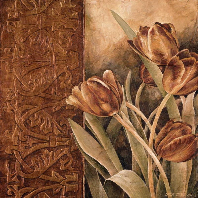Art sur toile tendue, Astoria Grand Thompson, Linda, Copper Tulips I, H 20 po x l 20 po