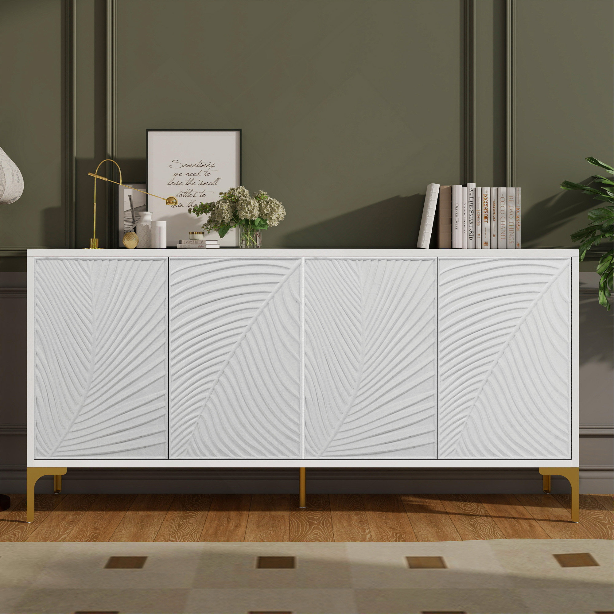 Curated visual reference: Mercer41 Sideboard Multi Functional Storage Cabinet Four Door With Photo Inspiration