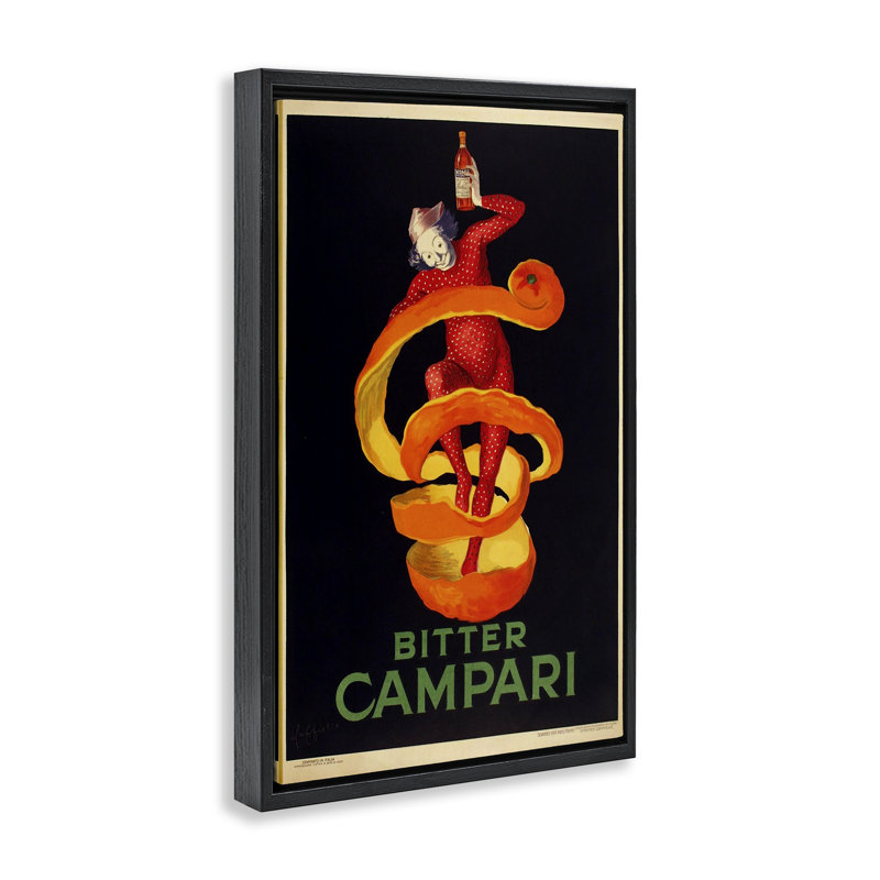Cadre flottant «Bitter Campari» par Marcus Jules, Cadre flottant noir de jais, H 25 po x l 17 po