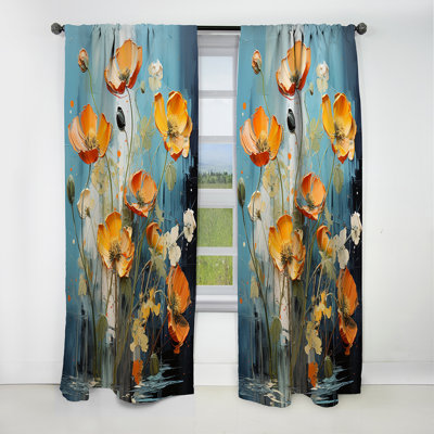 Buttercups Burst With Fierce Brushwork II - Rideau occultant en velours floral Buttercups - 1 panneau