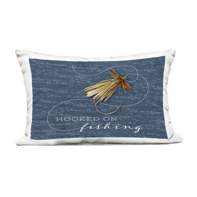 Hooked On Fishing Outdoor Printed Pillow, design by Holly Thomas Stein