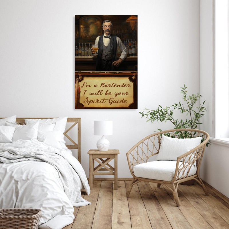 Ola Man Im A Bartender - 1 pièce, reproduction d'art graphique sur toile tendue, H 36 po x l 24 po x P 1,25 po