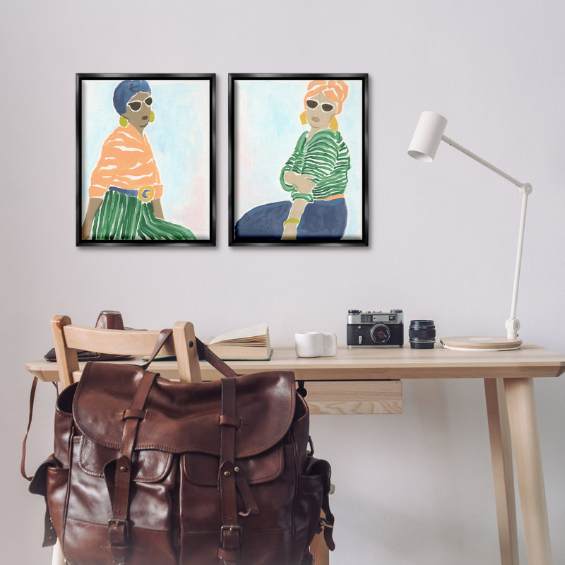  «Trendy Summer Style Women», ensemble de 2 toiles flottantes encadrées par June Erica Vess, H 21 po x l 17 po