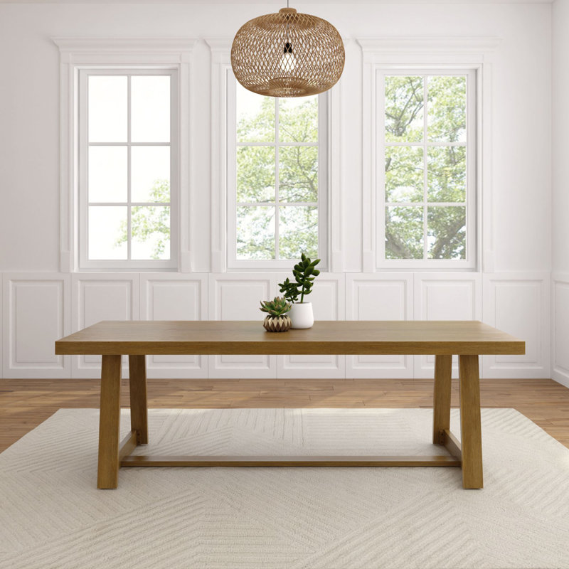 Lamontre Pine Rectangular Solid Wood Top with Solid Wood Base Dining Table, Pecan
