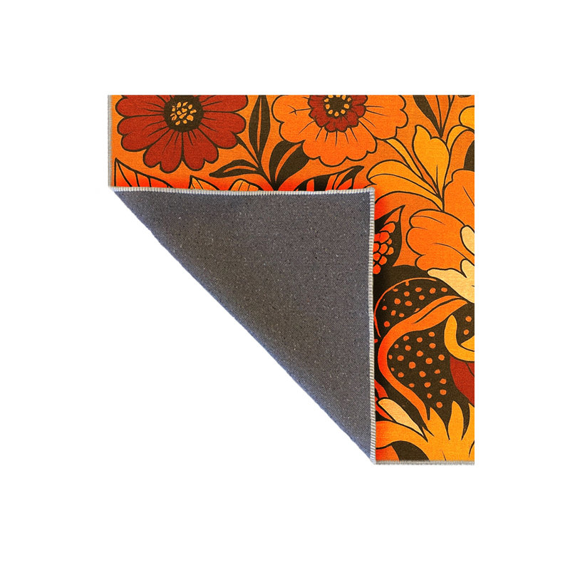 Tapis orange tissé lavable Mosso, 2' x 2'11"