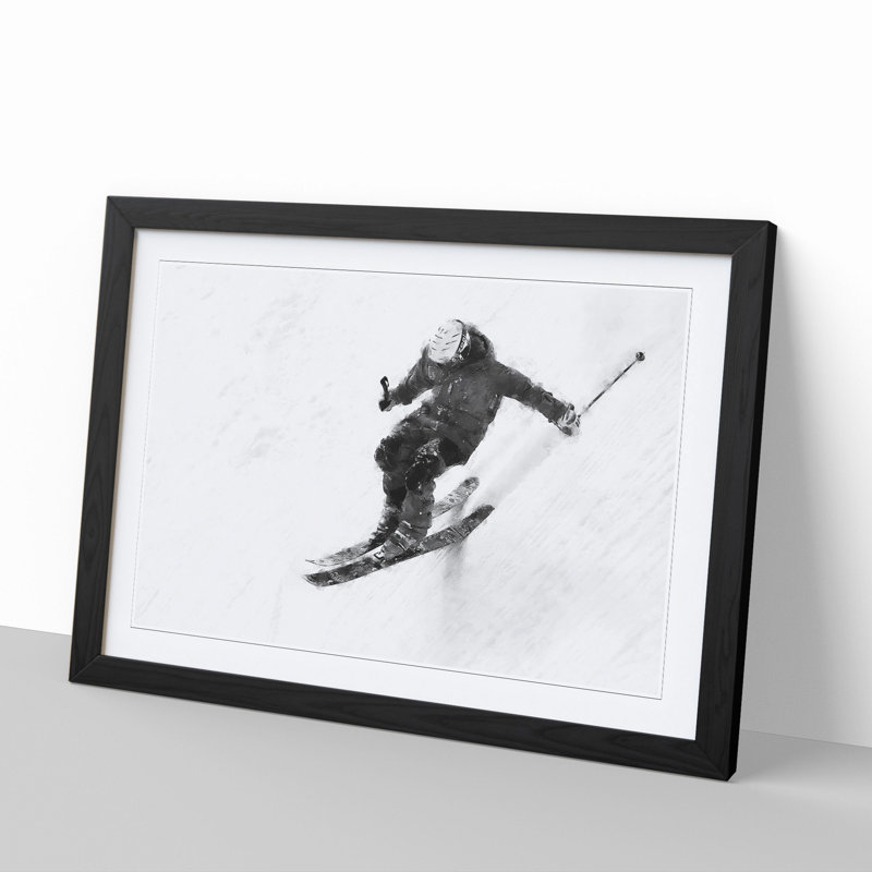 Skiing Vol.2 - Picture Frame Graphic Art, Black Framed, 27cm H x 36cm W x 2cm D