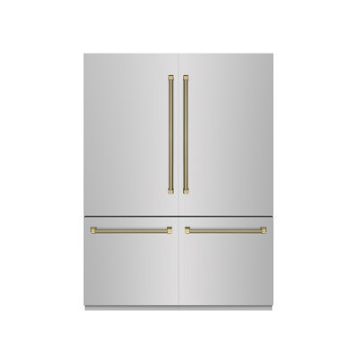 ZLINE Autograph 60 in. Built-In Refrigerator w/ Gray Interior and Champagne Bronze Helix Handles