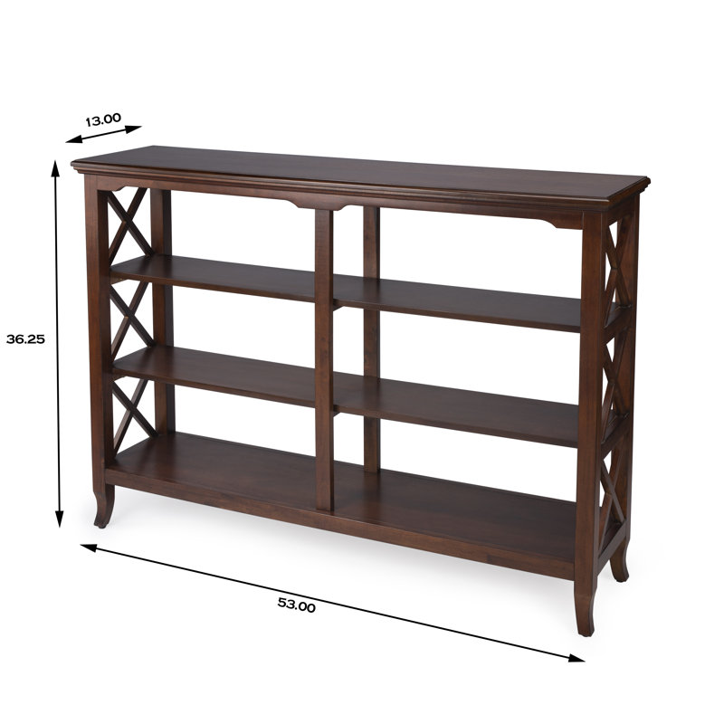 Brown Rubberwood and Birch Veneer Console Bookcase