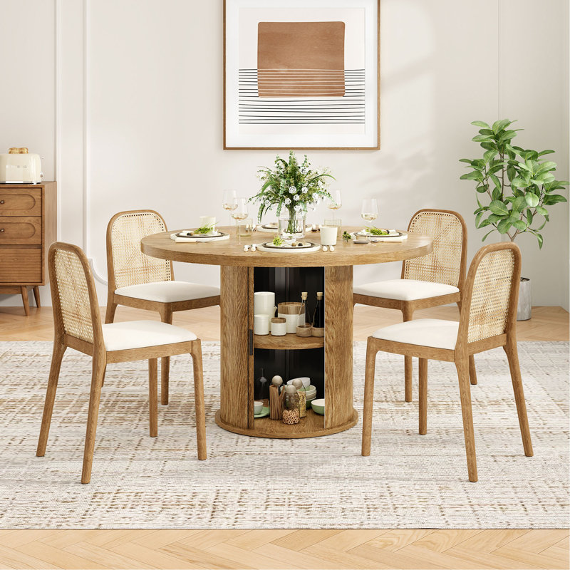 Table de salle à manger ronde 43 po pour 4 personnes, petite table de cuisine en bois avec base en métal robuste, table de salle à manger ronde moderne pour salle à manger, assemblage facile