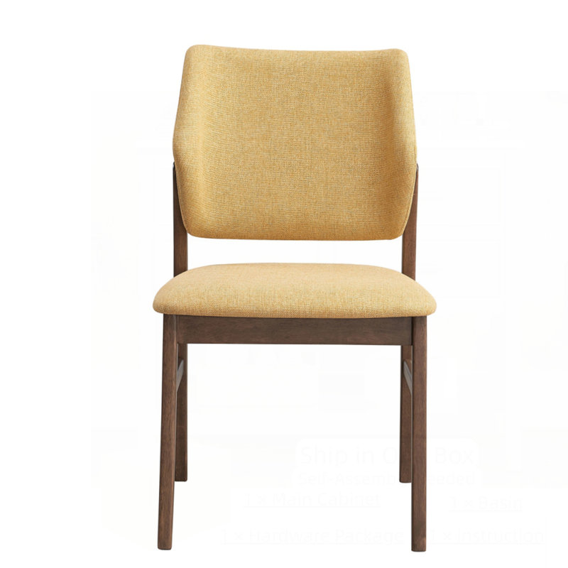 Ensemble de 2 chaises d'appoint rembourrées confortables avec placage en noyer et revêtement en lin, parfaites pour la salle à manger et le salon.