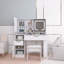 Coiffeuse de rangement avec grand miroir et tabouret rembourré blanc
