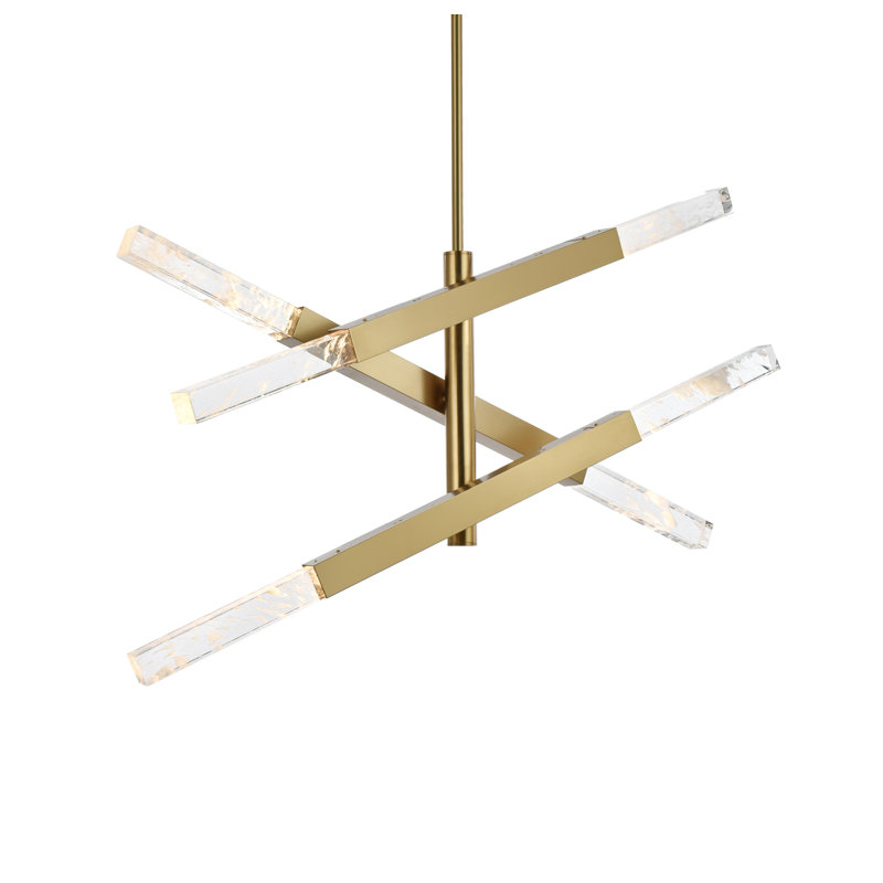 Luminaire suspendu 3 barres Axil, Or satiné