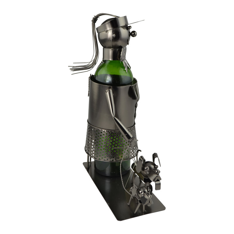 Jayvian 1 Bottle Tabletop Wine Bottle Rack in Silver