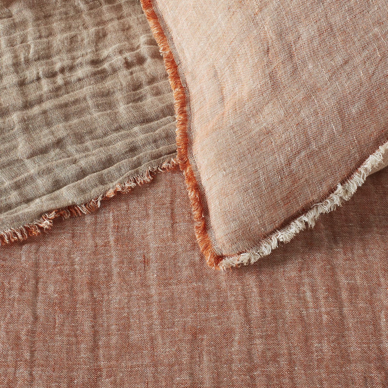 Jaden Linen Coverlet Set, King Coverlet + 2 Shams, Orange