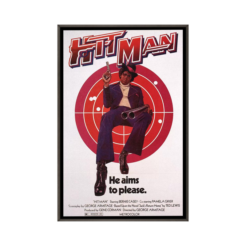 Affiche de film « Hit Man » par radio Days-impression, H 26 po x l 18 po x 1,5 po, Toile encadrée de bois rustique foncé