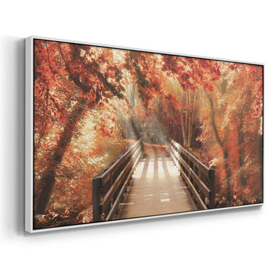 Pont d'automne - Toile tendue avec châssis encadré - Prêt à être accroché